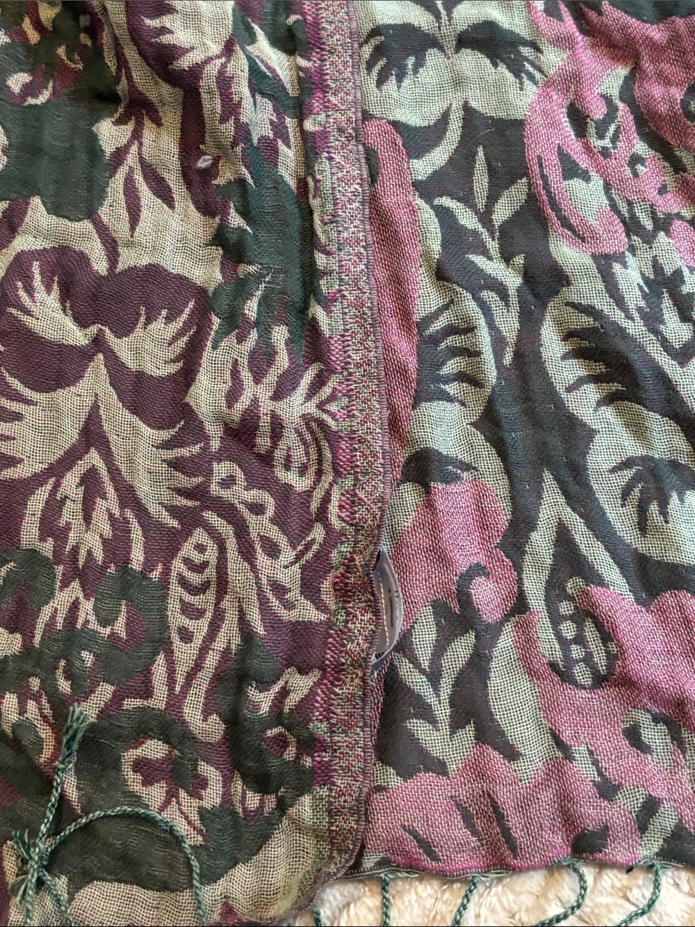 J. Jill Purple and Green Floral Patterned Scarf Wrap 100% cotton - Picture 3 of 3